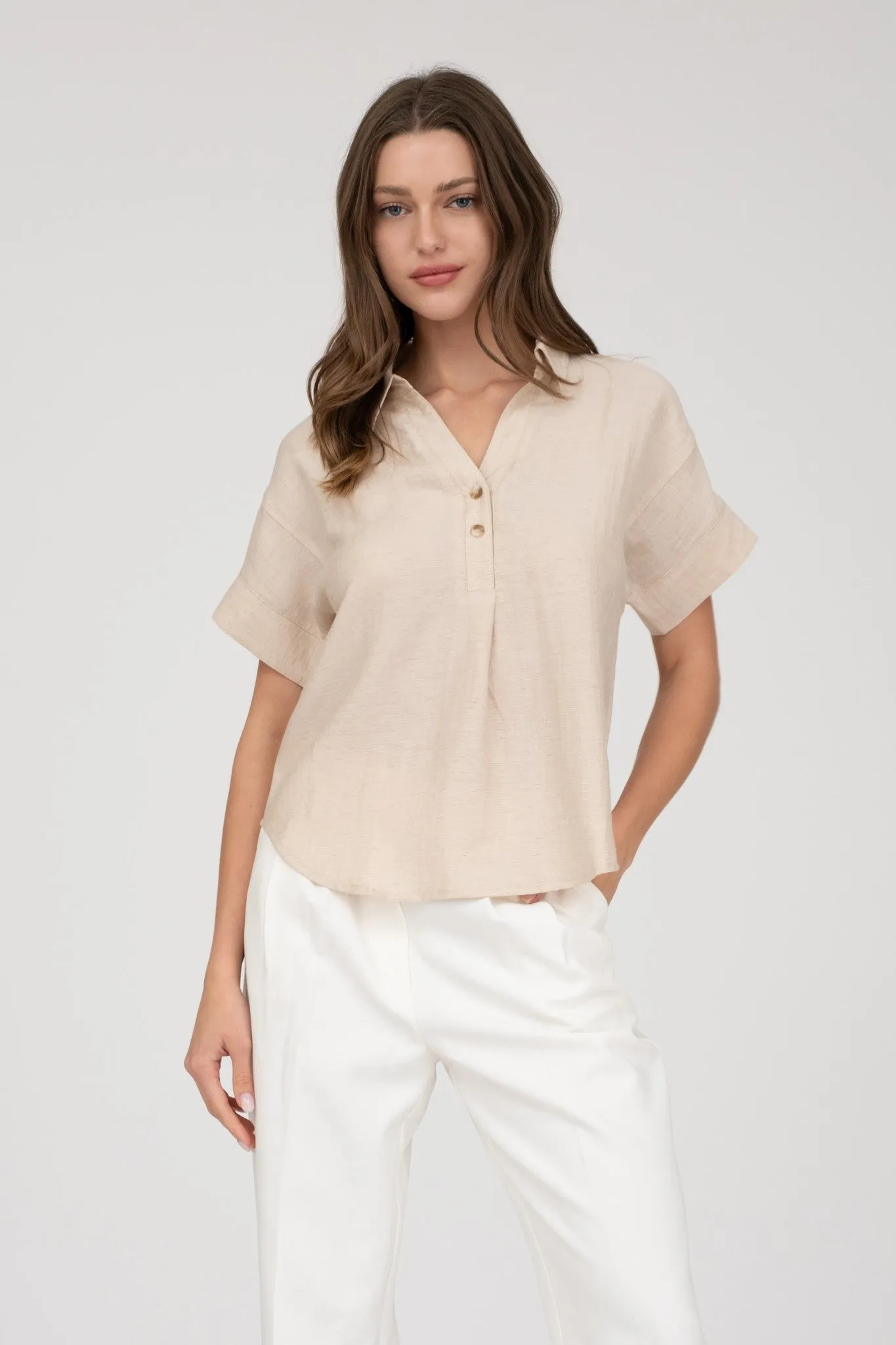 Collared Half Button Shirt