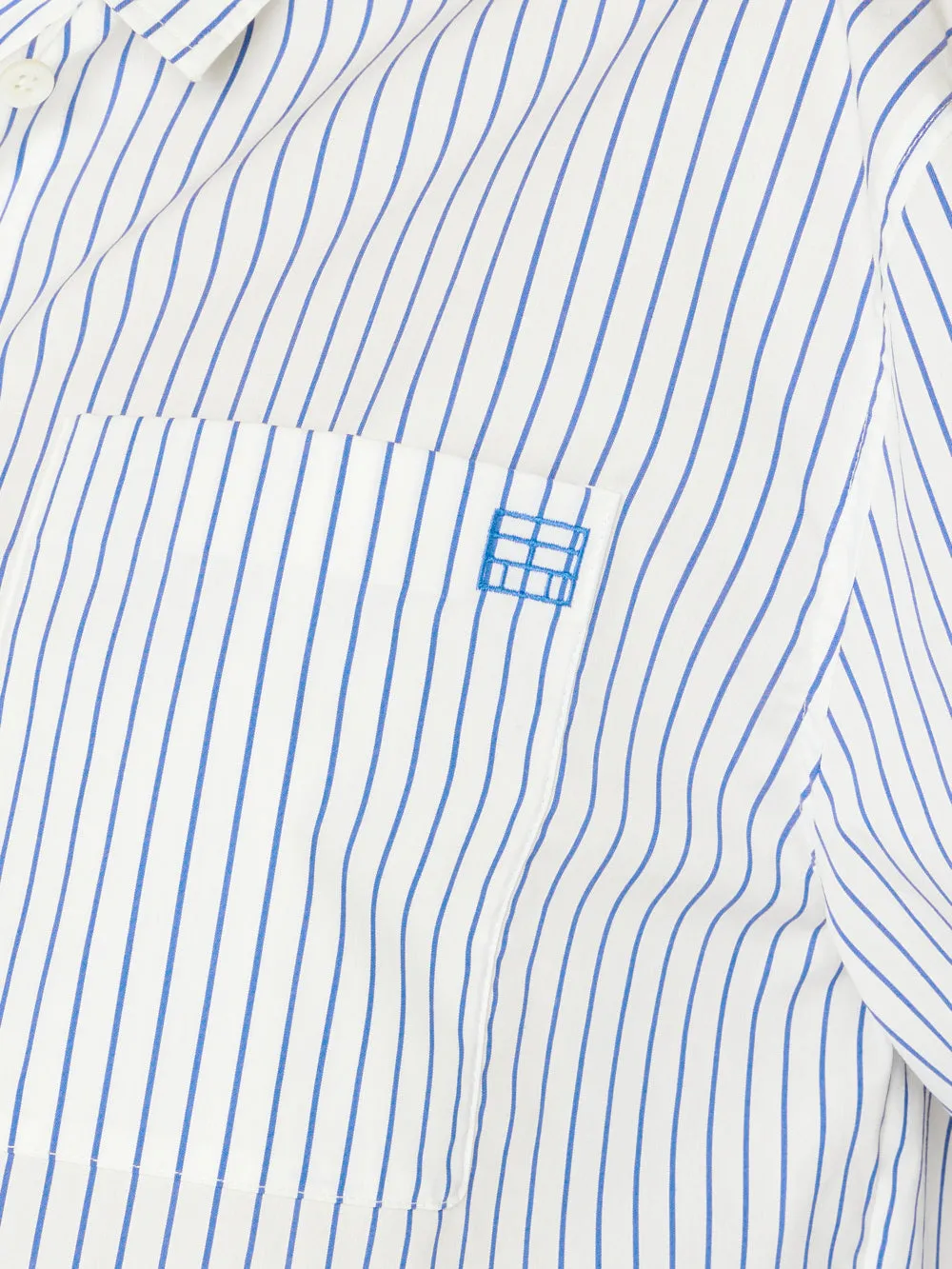 Cropped Wide Sleeve Shirt -- Cobalt Multi