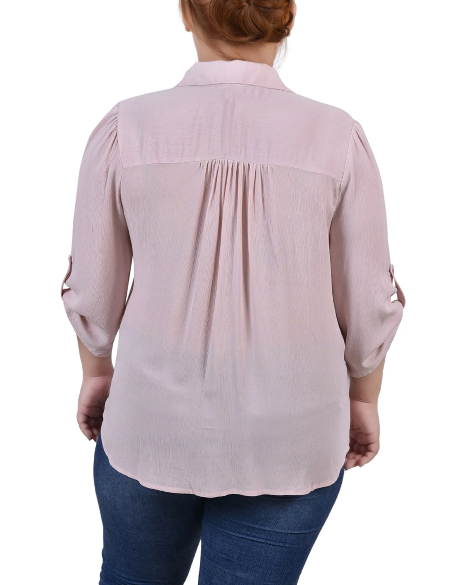 Plus Size 3/4 Sleeve Crepon Blouse